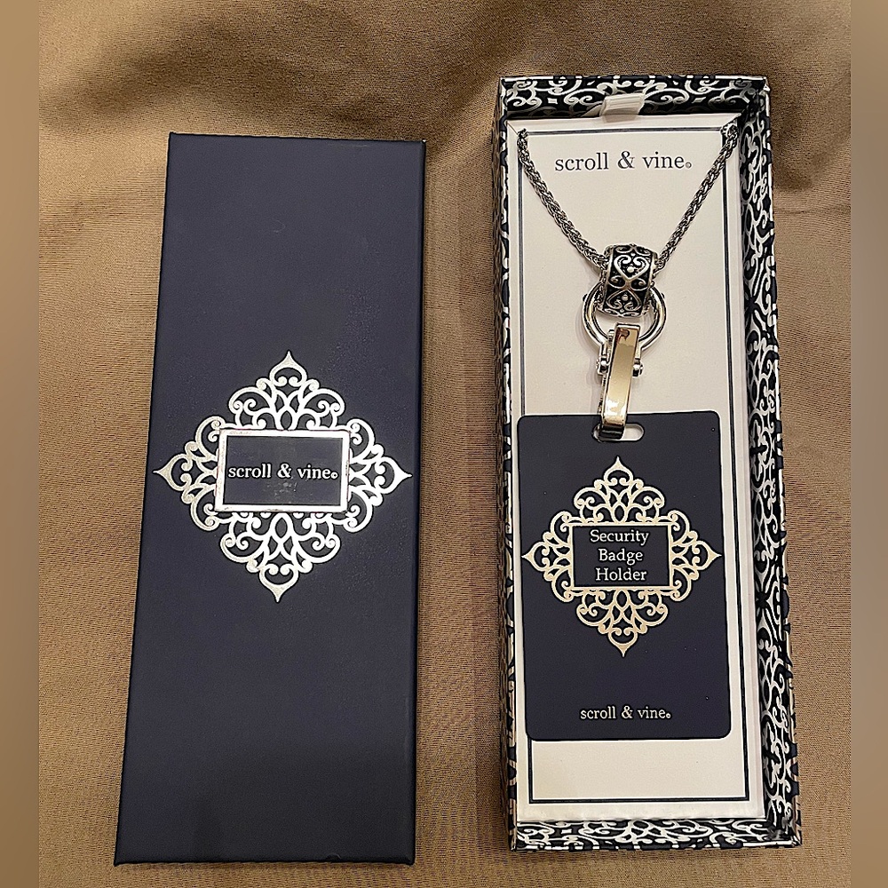 Brand New, Never Used Scroll & Vine Security Badge Holder!
